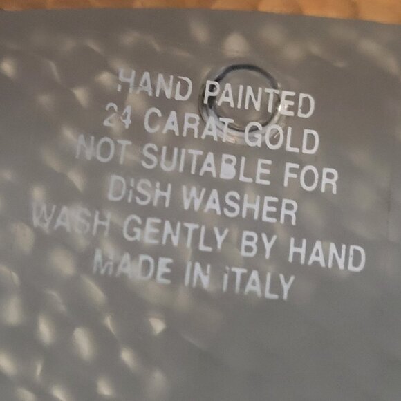 Vintage 13" Italian Glass Serving Platter With Gold Trim Cherub Musical Notes - Picture 7 of 9